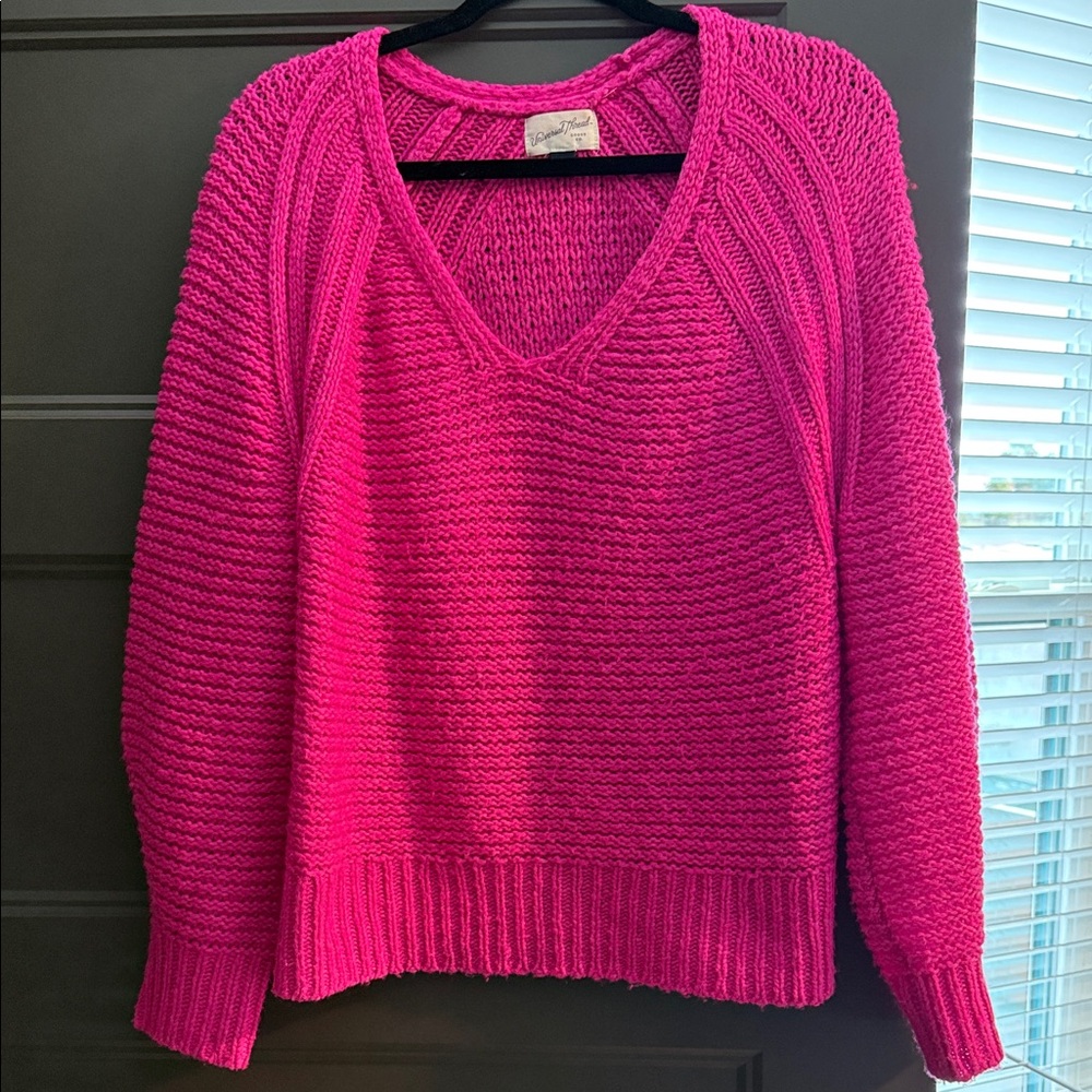 Pink V-Neck Women's Sweater